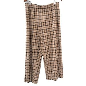 Jules & Leopold Pants Womens L Black Beige Plaid Wide Leg Pull On Stretch Pants